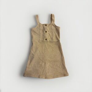 Girl’s Cream Ribbed Button Up Dress
